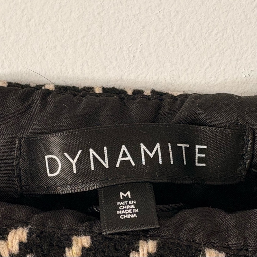 Dynamite Houndstooth Fringe Mini Skirt in Black and Cream - Picture 5 of 5